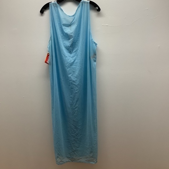 Zuliana Light Blue Mesh Cover Up With Front Button Closure. Made in USA New - Picture 4 of 5